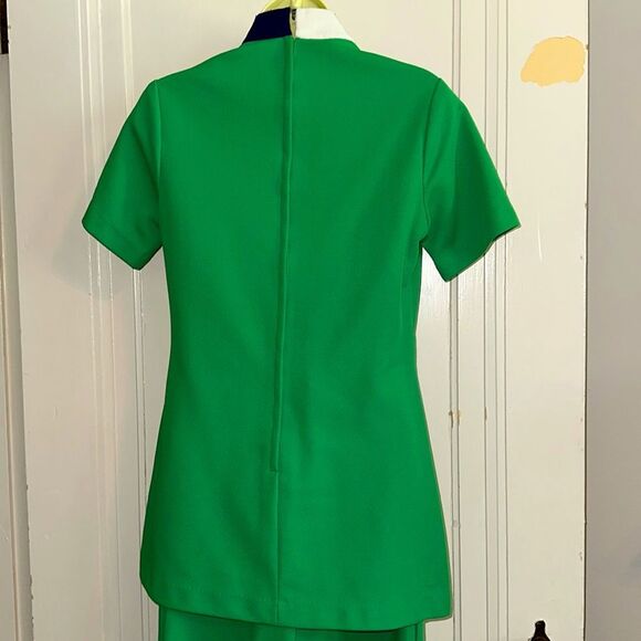 Vtg 60s/70s Young Street Brand Green,‎ Navy Blue & White Double Knit Pant Suit - Picture 7 of 10